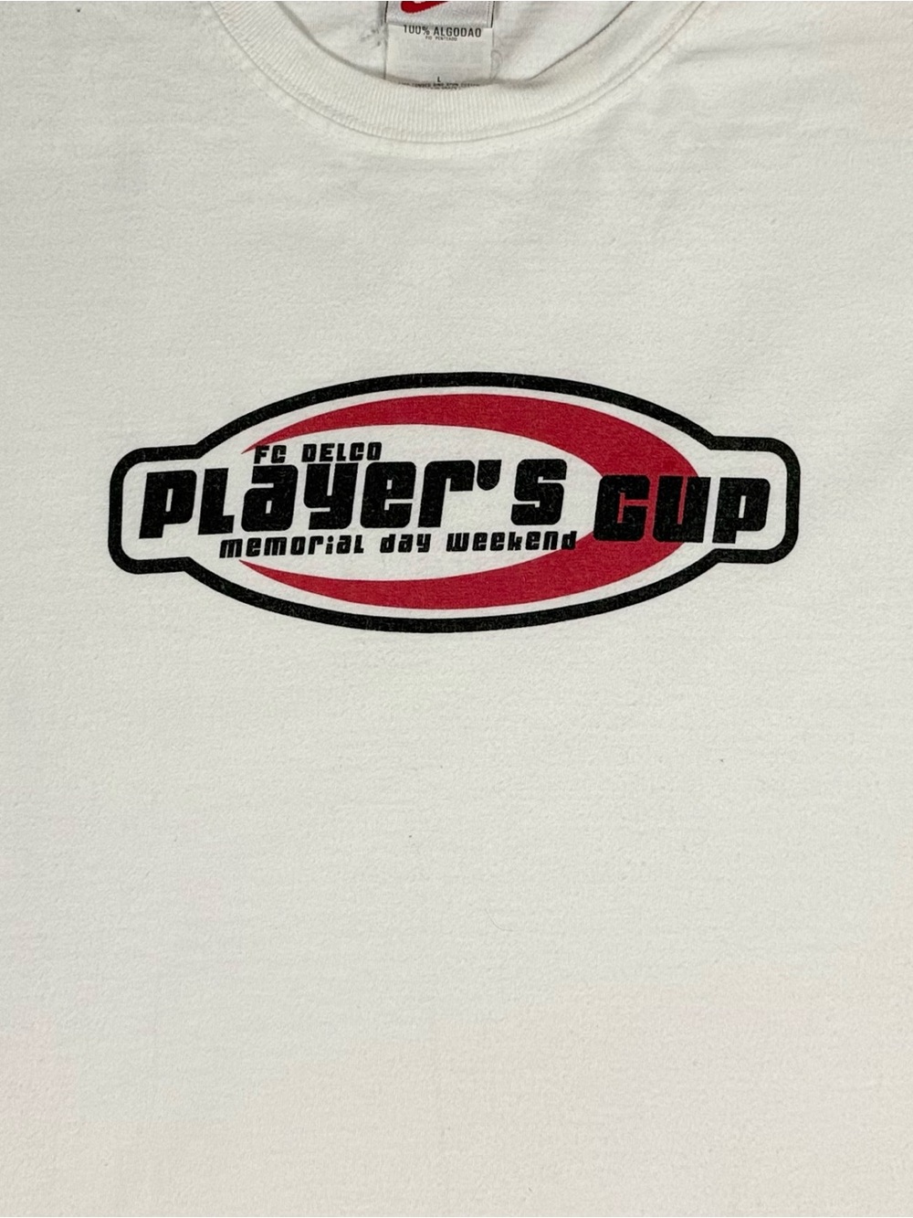 Vtg 90s Nike Soccer White Red FC Delco Players Cup Longsleeve T Shirt Men Large - Picture 4 of 8